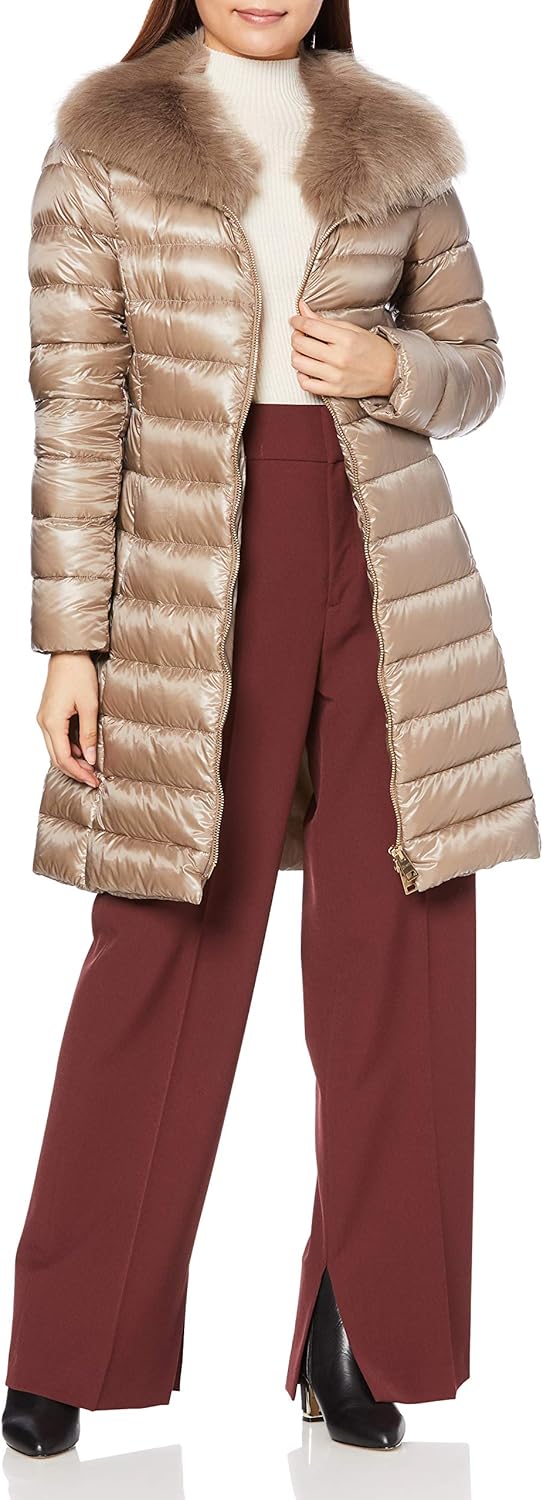 未使用級 HERNO ツイード×グラデーション ダウンコート ロゴプレート L