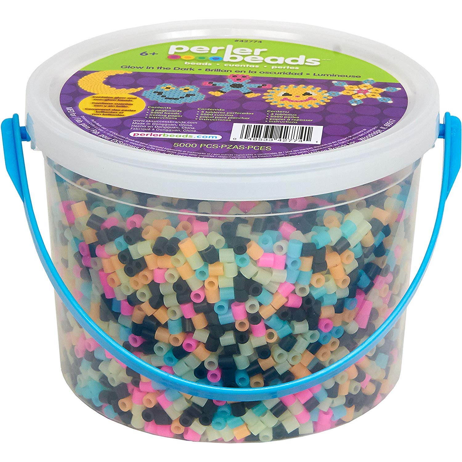 Perler 42774 seaux d'activité phosphorescents pour créations de perles à repasser