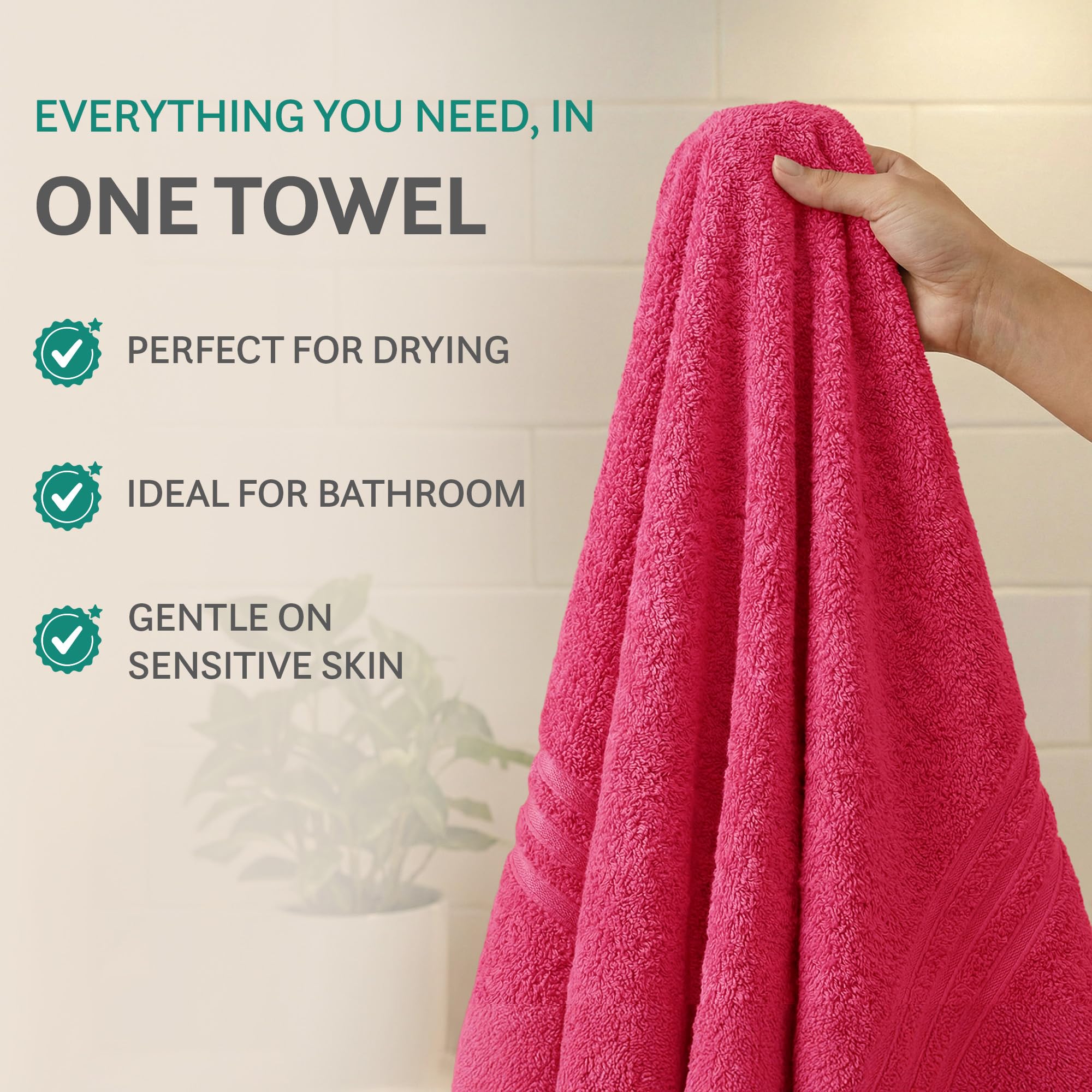 Trident Hand Towels, 100% Cotton, Highly Absorbent, Super Soft, 2 Piece Set, 400 GSM, Spa Towel, Comfort Living Towel-Candy Glow 3