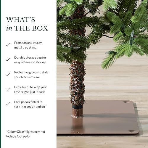 Miniatura 8 de Balsam Hill Árbol de Navidad alpino preiluminado de 7 pies  Árbol de Navidad artificial disperso con 300 luces LED transparentes, ramas de alambre