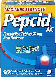 AC Maximum Strength Heartburn Relief Tablets, OTC Medicine Prevents & Relieves Heartburn & Acid Reflux Due to Acid Indigestion, 20mg Famotidine Acid Reducer, Fast-Acting, 1 x 50 ct