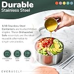 Stainless Steel Food Containers, Metal Lunch Boxes, Set of 5, Bright | Everusely lunch containers feature colourful lids and offer durable utility for snacks, meal prep, and food storage.