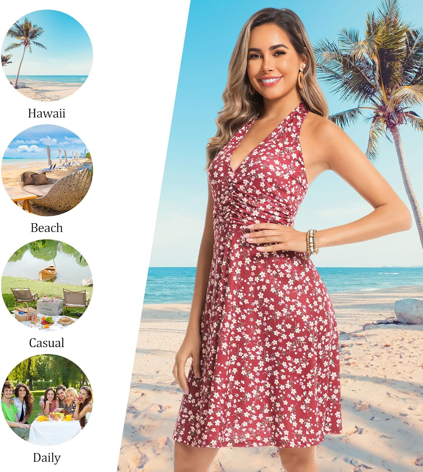 Summer Dresses for Women 2026 Sexy Sleeveless Halter Neck Ruffle Sundress Spring Beach Vacation Clothes - Image 5