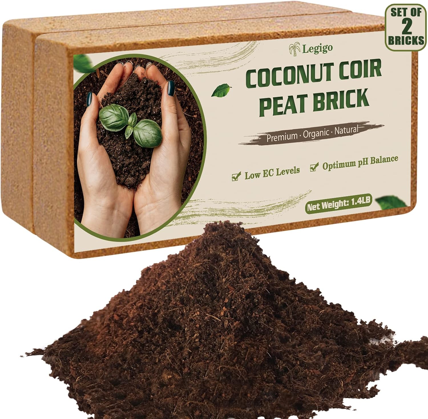Legigo 2 Pack Premium Coco Coir Brick for Plants 100