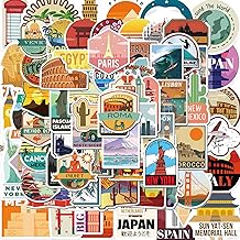 100 Pcs World Travel Stickers Set Cityscape Aesthetic Travel Map Sticker...
