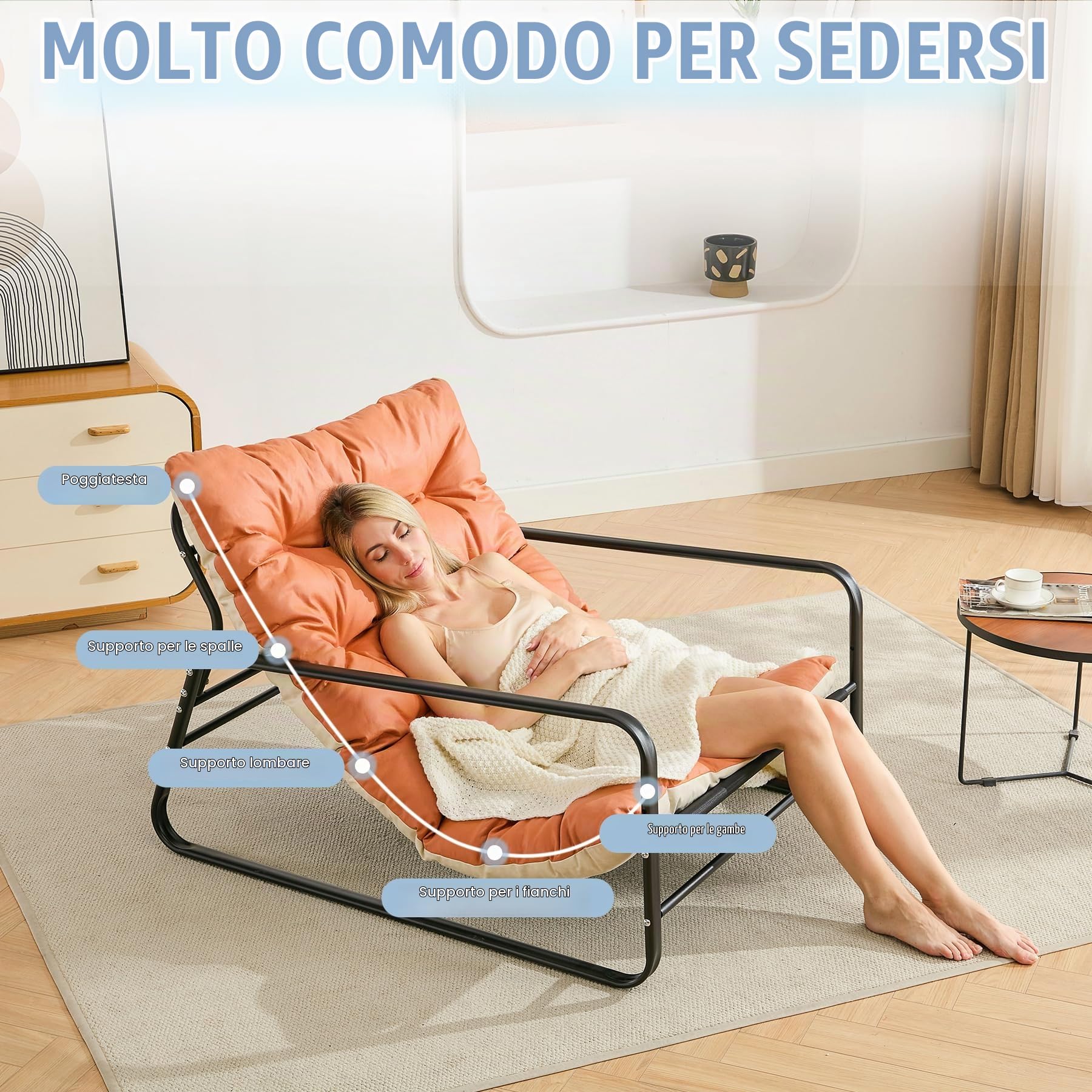 Poltrona soggiorno, sedia da giardino con cuscino girevole, giardino, sdraio, balcone, mobili in acciaio, sedia imbottita per 2 persone, sedia da giardino, per esterni, sedia relax, balcone