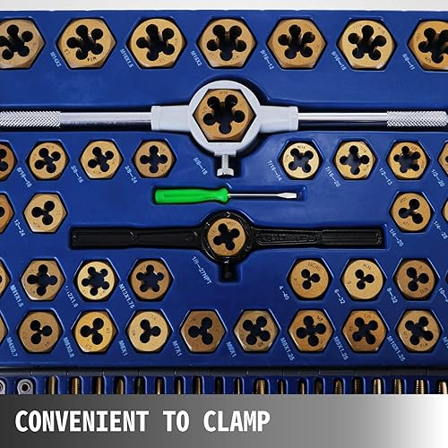 Miniatura 6 de VEVOR Juego de 86 piezas de grifos y troqueles, juego de grifos y troqueles métrico y estándar, SAE y métrico con estuche de almacenamiento, juego