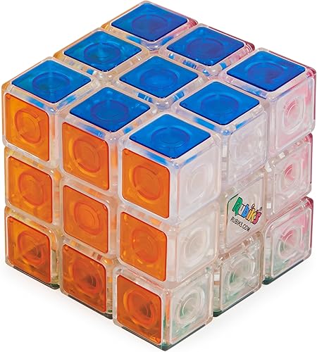 Rubiks Cristal nuevo cubo transparente de 3 x 3 pulgadas clásico juego de rompecabezas de cerebro para resolver problemas para niños y adultos de 8 Rubiks Cristal nuevo cubo transparente de 3 x 3 pulgadas clásico juego de rompecabezas de cerebro para resolver problemas para niños y adultos de 8