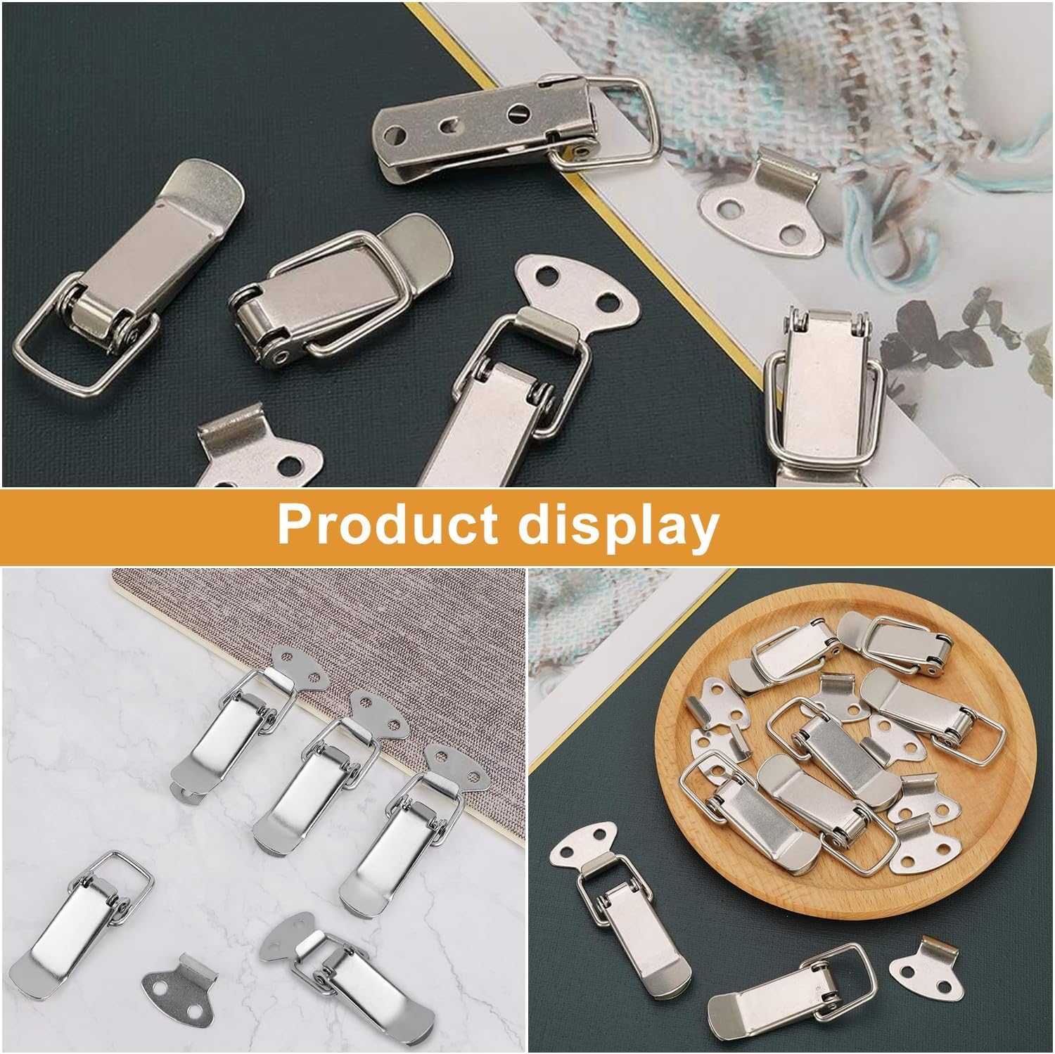 Chiusure A Molla Acciaio Inox Ganci Chiusura Per Cassette Attrezzi In Acciaio Inossidabile - Set Di 4 Con Viti Fermaglio A Molla Per Porte Scatole