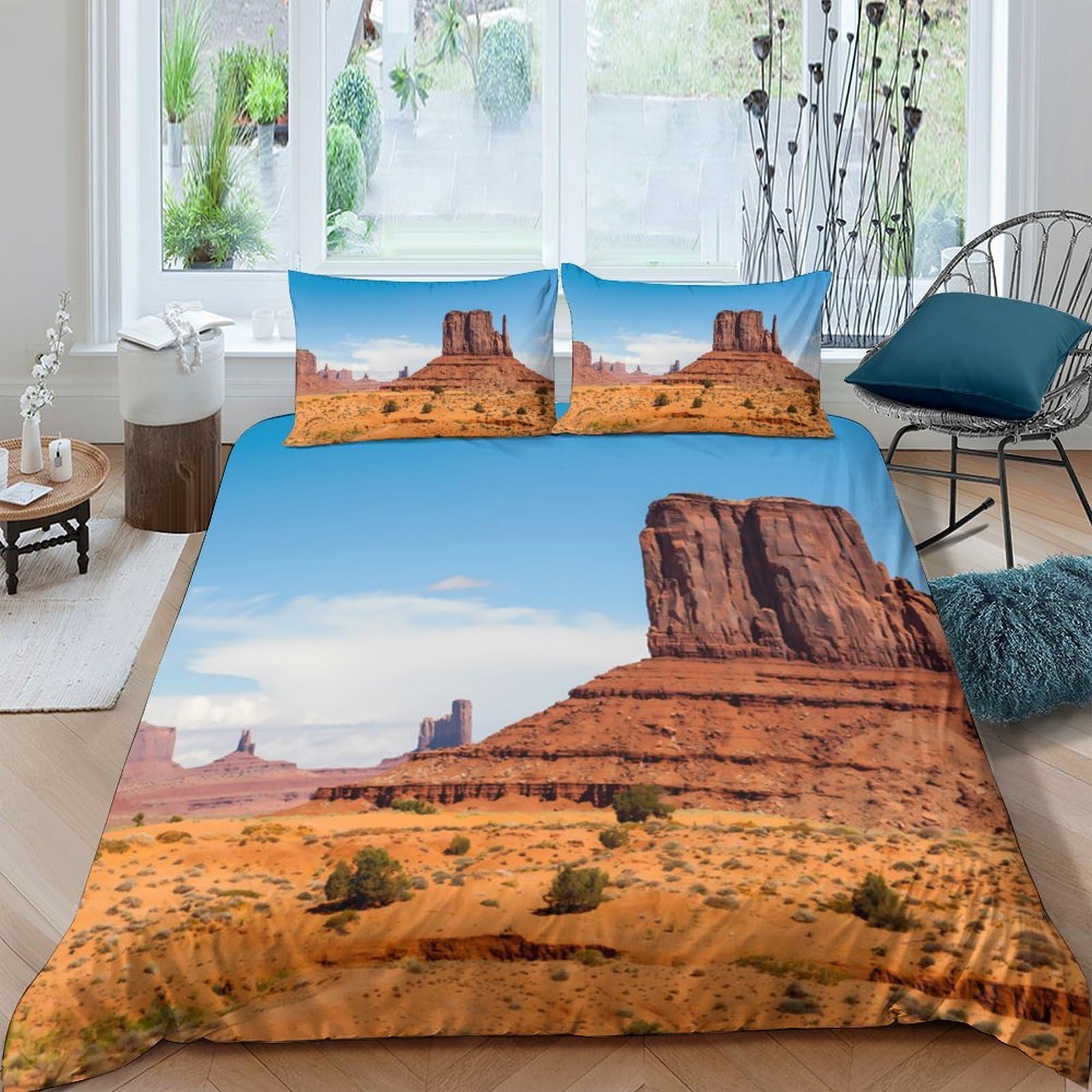 Ctjqhvkz Style-5 3D Printed Monument Valley Fitted Sheet Microfiber Soft Breathable Desert Landscape Bed Cover For Bedroom Dorm Decor Single（135X200cm）