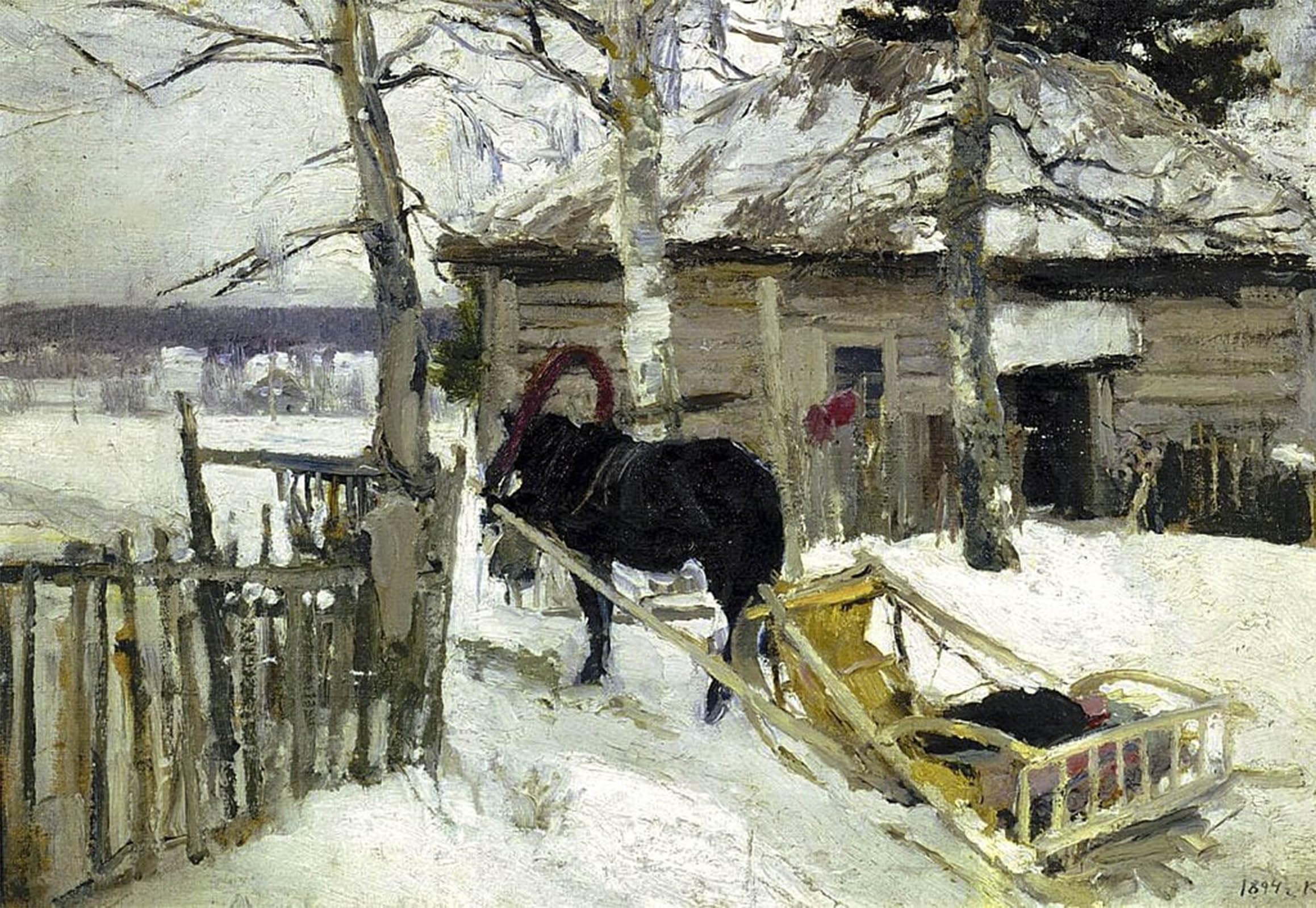 ARTXLXXBN Famous Painting Canvas Artwork Graffiti Print Winter by Konstantin Alekseevich Korovin Portrait Canvas Image for Home Decor 60x90cm