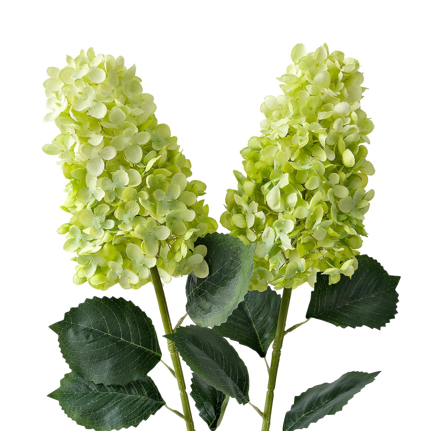 Green Hydrangea Artificial Silk Flowers,2Pcs 31.5" Large Lifelike Panicled Faux Hydrangea Flowers for Decoration,Long Stems Fake Hydrangeas for Centerpieces Tables Bouquets Gargen Wedding