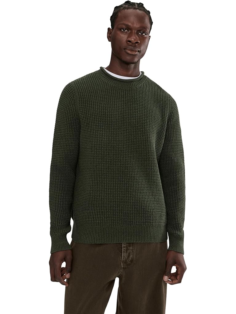 Gray L.L.Bean Organic Cotton Waffle Sweater Rollneck Crew