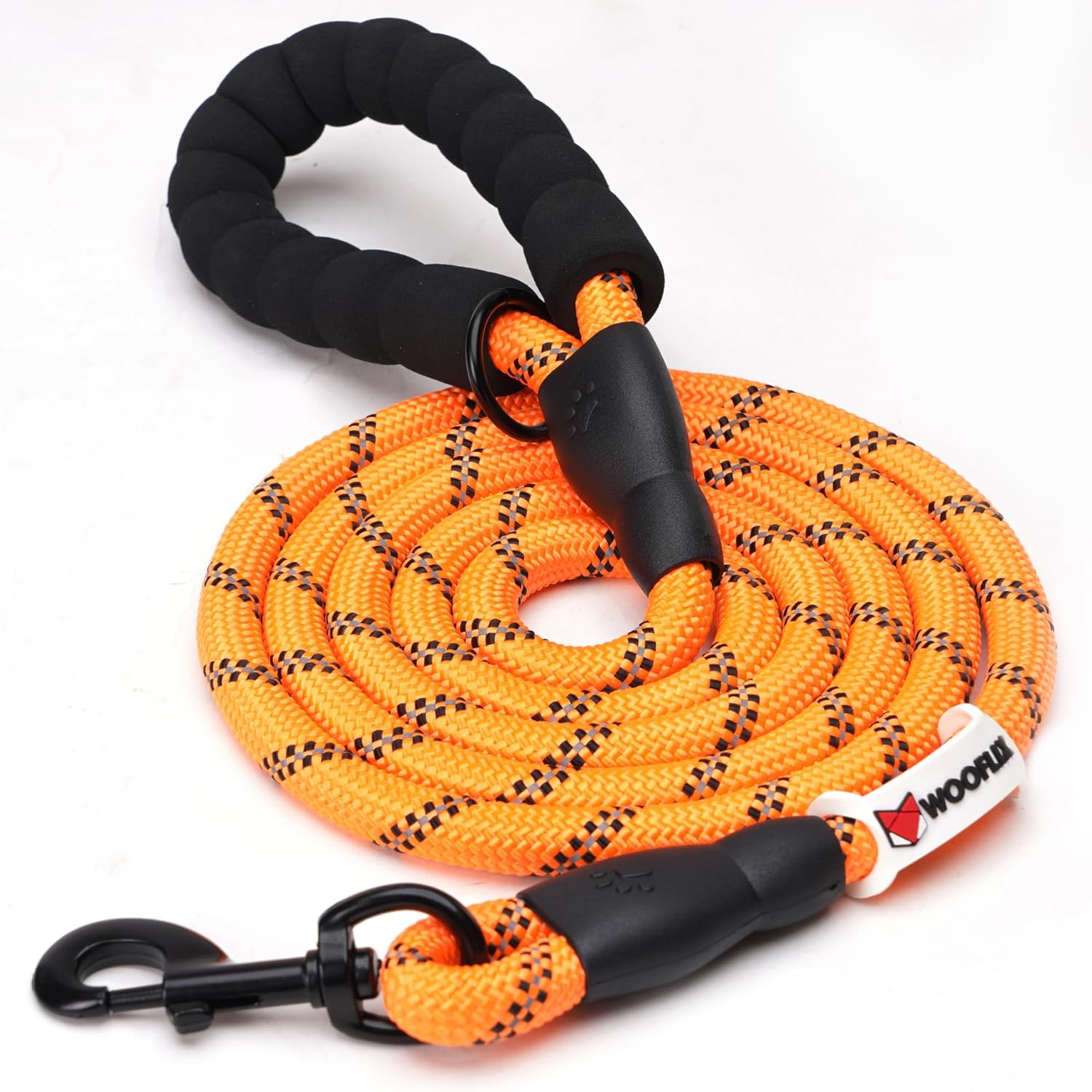 Wooflix Heavy Duty Nylon Dog Leash | Anti Slip Padded Handle Long Dog Leash | Highly Reflective Leash for Dogs | Dog Rope for Medium & Large Dogs | Dog Training Leash | (Orange, 5 Feet Long)