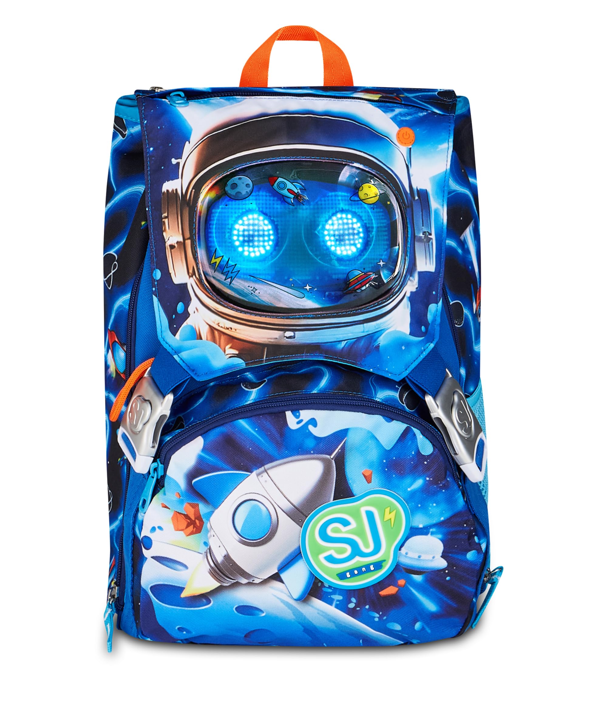 SJ GANG STYLE JAM GANG Zaino Scuola Estensibile Big SPACE LED BOY, Blu, 24 L, Zip laterali, Dispositivo luminoso su pattina, Tasca portaborraccia, Scuola elementare e media, Bambino, Ragazzo