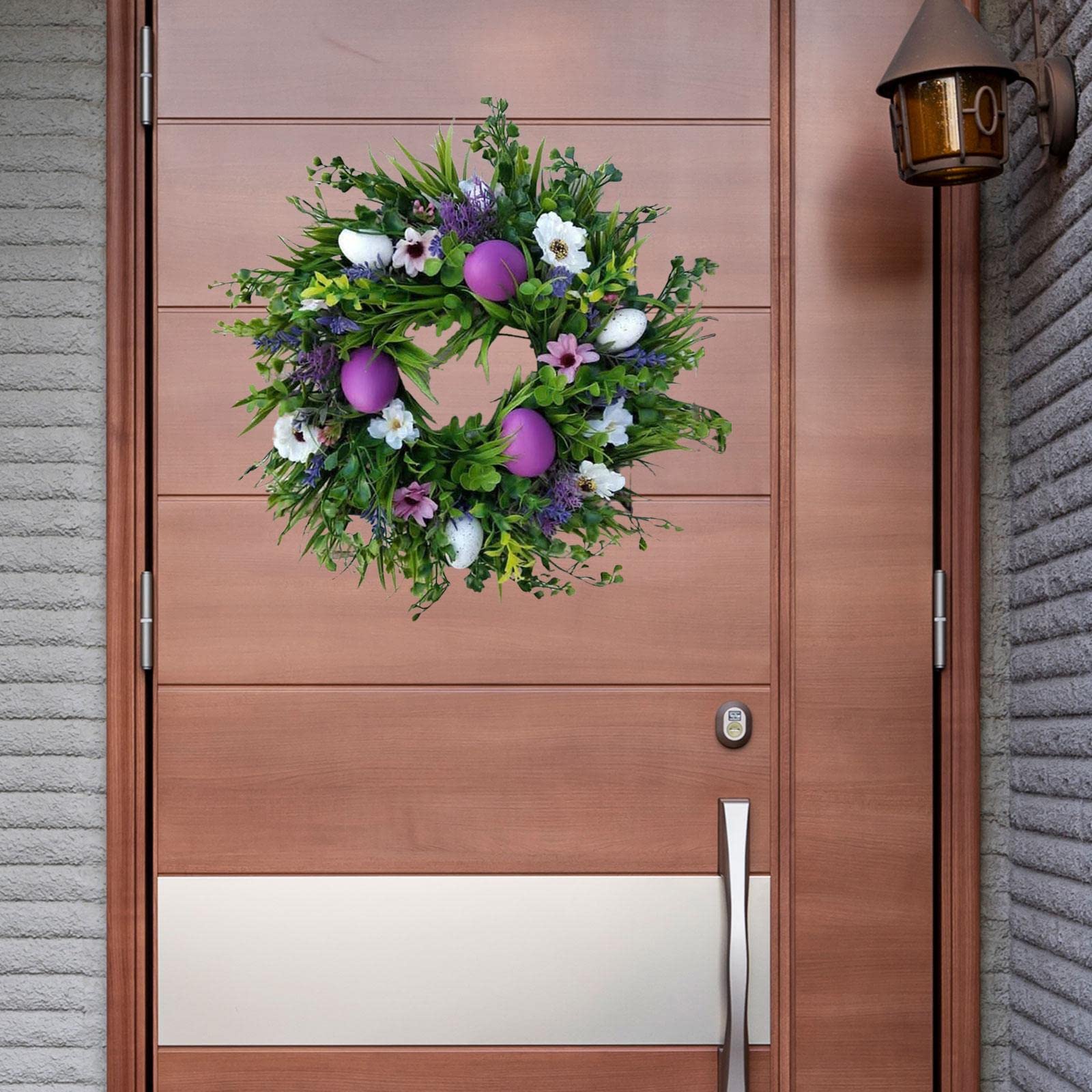 Corona de Pascua con Flores Artificiales Guirnalda de Huevos de Pascua Y Hojas Decorativas Adorno para Puerta O Pared Adecuada para Y Reu, Estilo f, tal como se describe