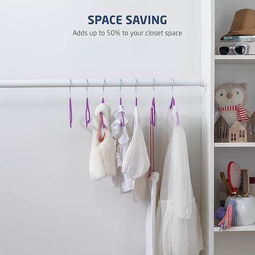 Miniatura 4 de Zober Perchas infantiles de terciopelo para armario, paquete de 30 perchas antideslizantes para camisas, pantalones y vestidos con gancho giratorio,