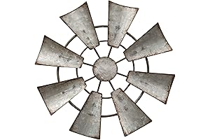 7" Hanging Galvanized Metal Windmill Wall Decor