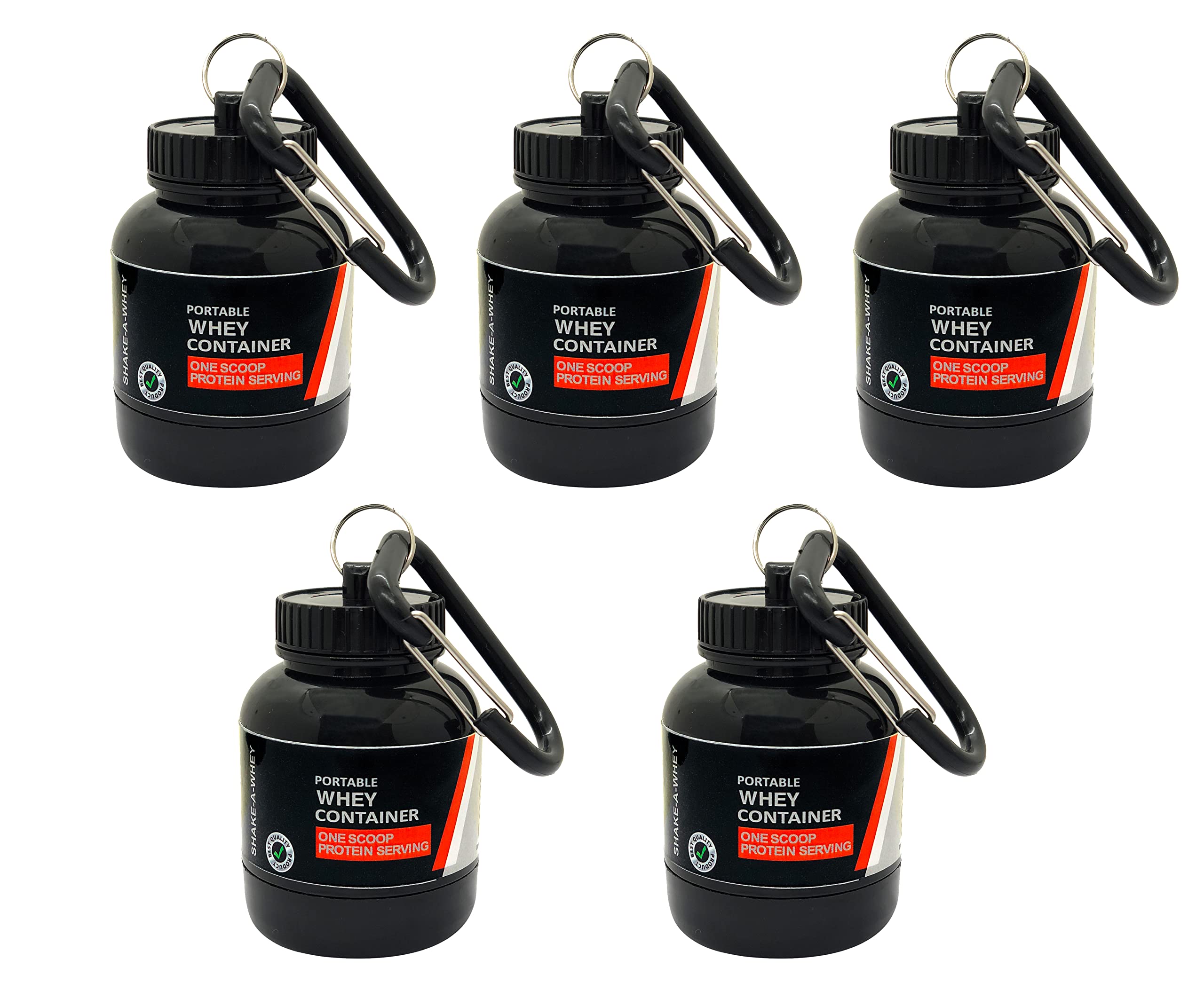 Whey Bottle Special Combo Offer Whey Loader Protein Carry Bottle| Portable Protein Funnel | Whey or Supplement Powder Carrying Whey Funnel and Container Box with Key-Chain - 30 ml Pack Of 5