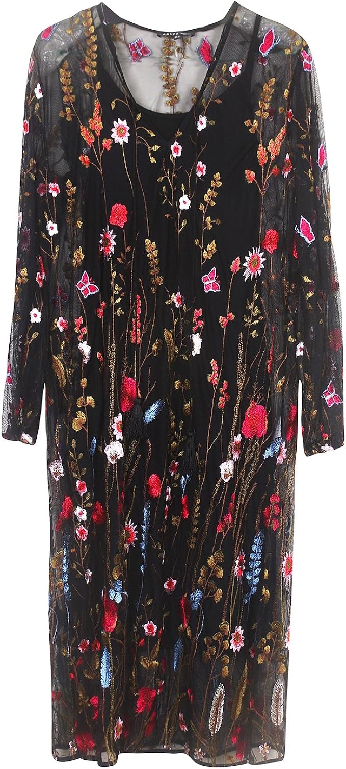 Amazon シースルーフラワー花柄 刺繍 ワンピース パーティードレス L イブニングドレス 通販