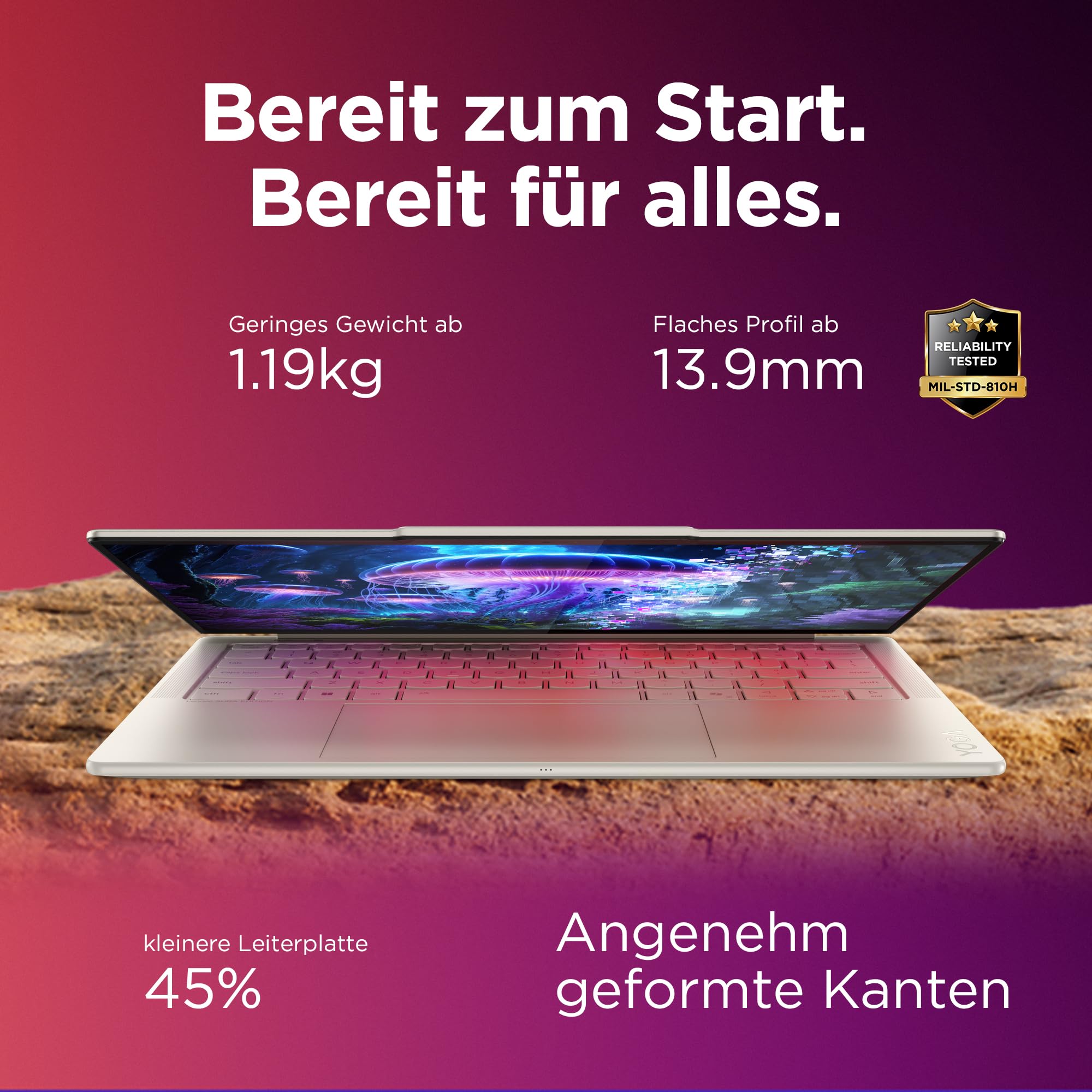 Lenovo Yoga Slim 7i Aura Edition Laptop | 14" WUXGA OLED | Intel Core Ultra 7 256V | 16GB RAM | 512GB SSD | Intel Arc Grafik | Windows 11 | QWERTZ | Seashell | 3 Jahre Garantie Exklusiv bei Amazon