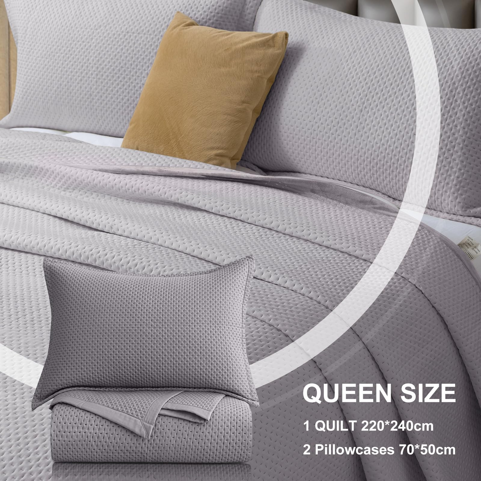 OKYUK Luxury Bedspreads King Size- Reversible Bed Throw King Size with Ultrasonic Quilting - Image 4