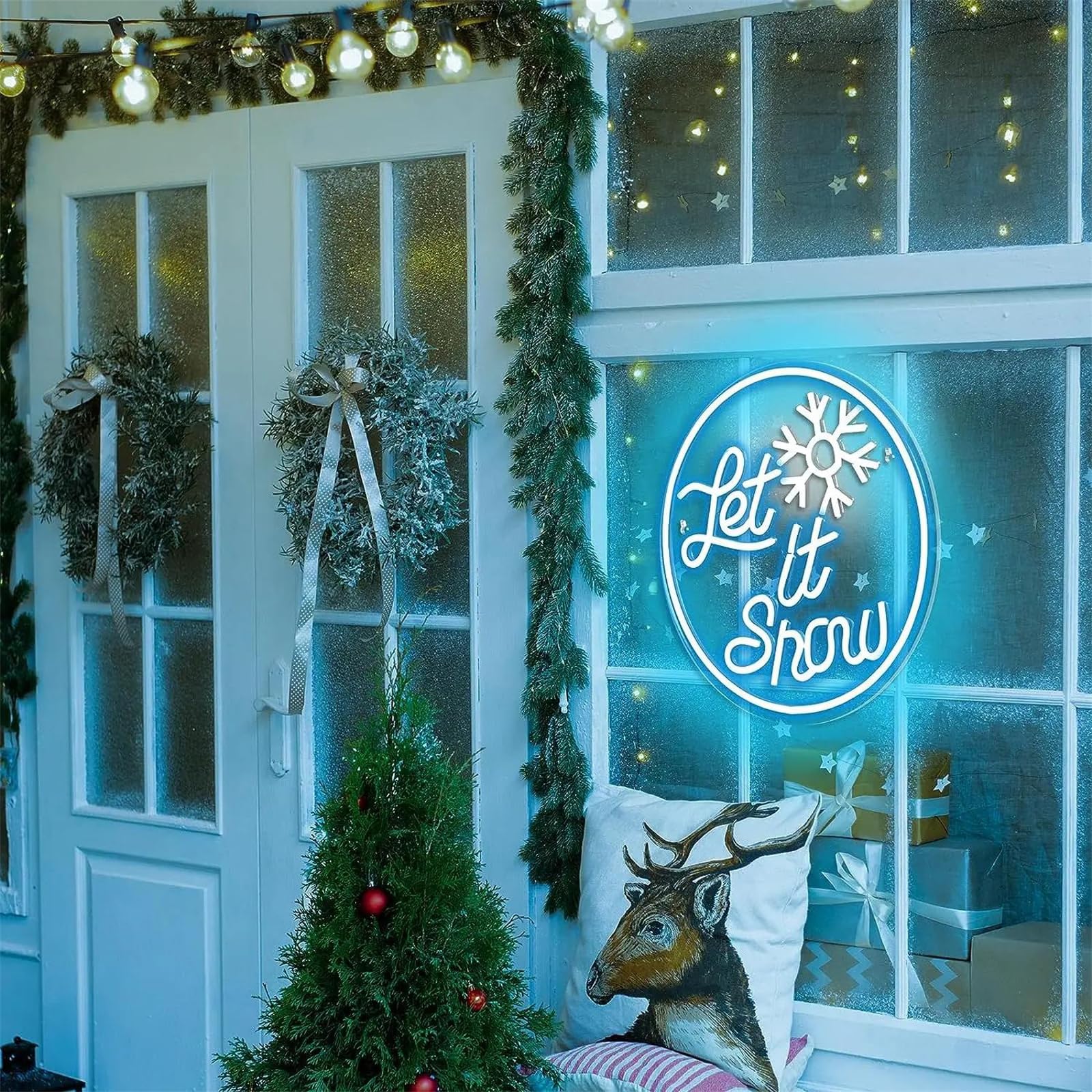 Letrero neón led de Copo Nieve navideño Luces neón Fiesta Navidad luz Nocturna montada Pared Jugadores Sala Adolescentes Fiesta Bar Juegos Dormitorio Bar Sala Arte