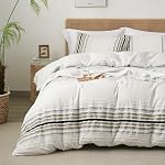 Tufted Duvet Cover Set King Size, Soft Washed Microfiber King Duvet Cover with Button Closure & 2 Pillow Shams, Comforter Not Included (Black and Gray Stripes, 104"x90") | Soft Brushed Microfiber, Button Closure, 4 Corner Ties, Jacquard Weave, All Se