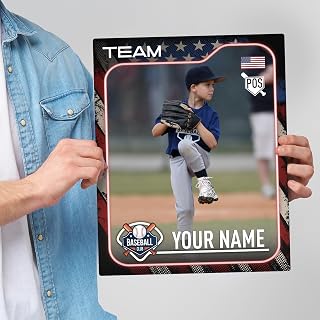 EGD Personalized Baseball Card Plaque | Ultimate Team Decorations for Bedroom & Party | Gift for Boys | Multiple Sizes (Card 3 - Baseball)