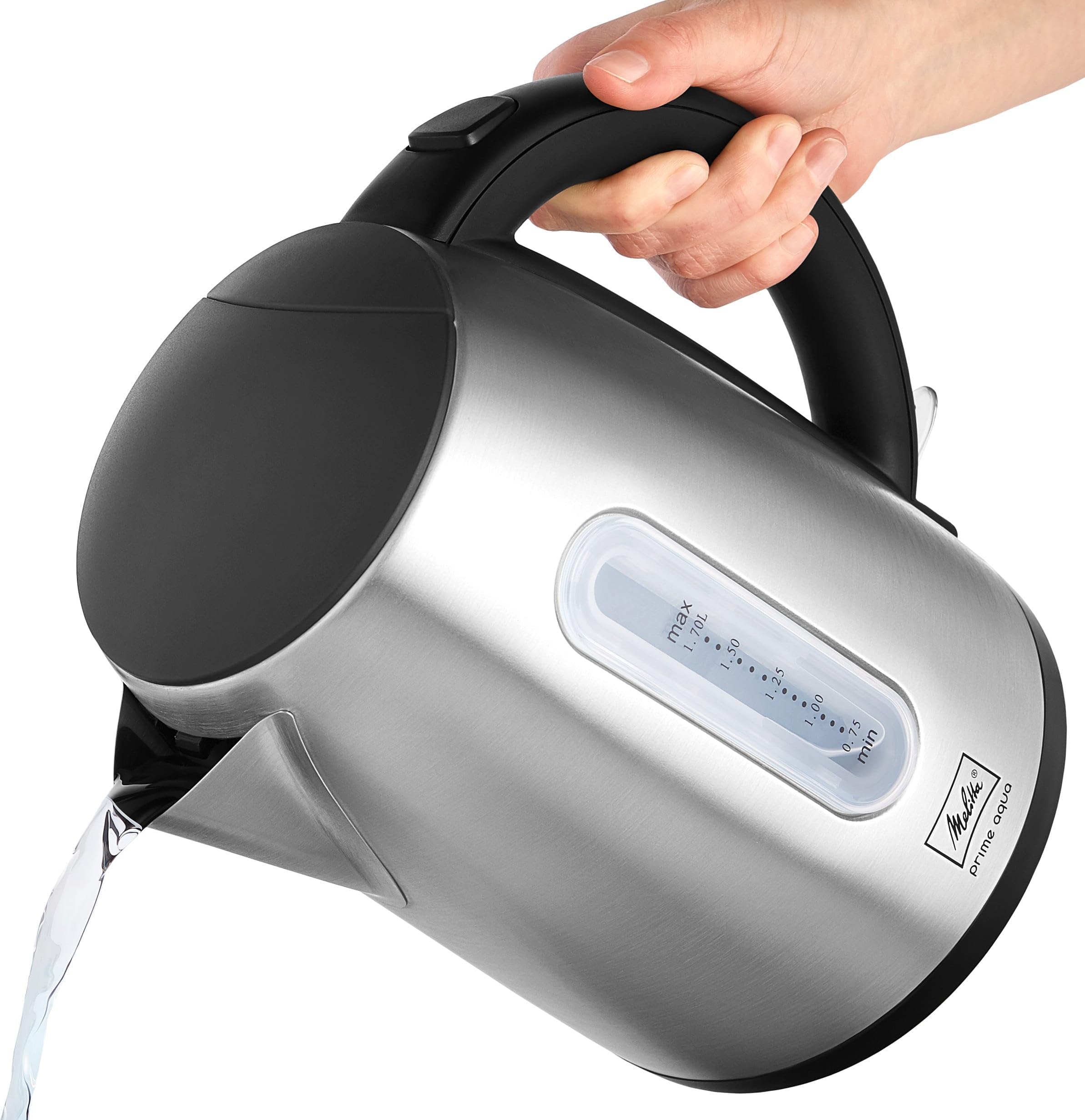 Wasserkocher - MELITTA - Prime Aqua, Edelstahl, 1,7 L, 2200 W, herausnehmbarer Kalkfilter, LED Beleuchtung, 1018-02