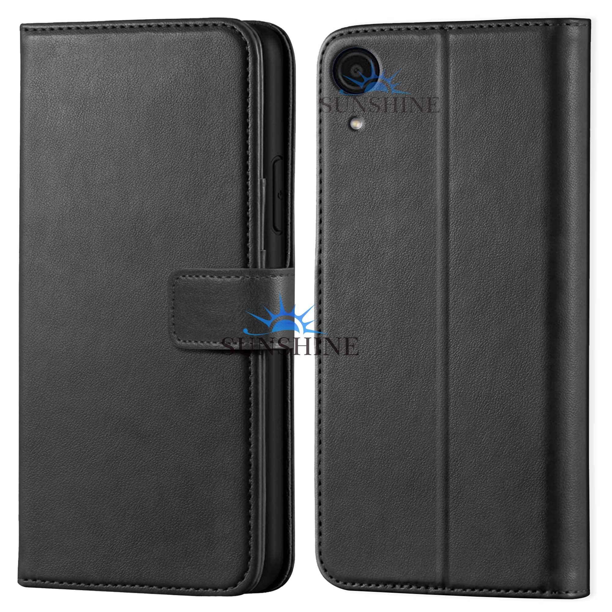 SUNSHINE® Leather Vintage Shock Proof Flip Case Back Cover for Samsung Galaxy A03 Core Sport (Flexible | Leather Finish | Card Pockets Wallet & Stand | Black)-picture-20