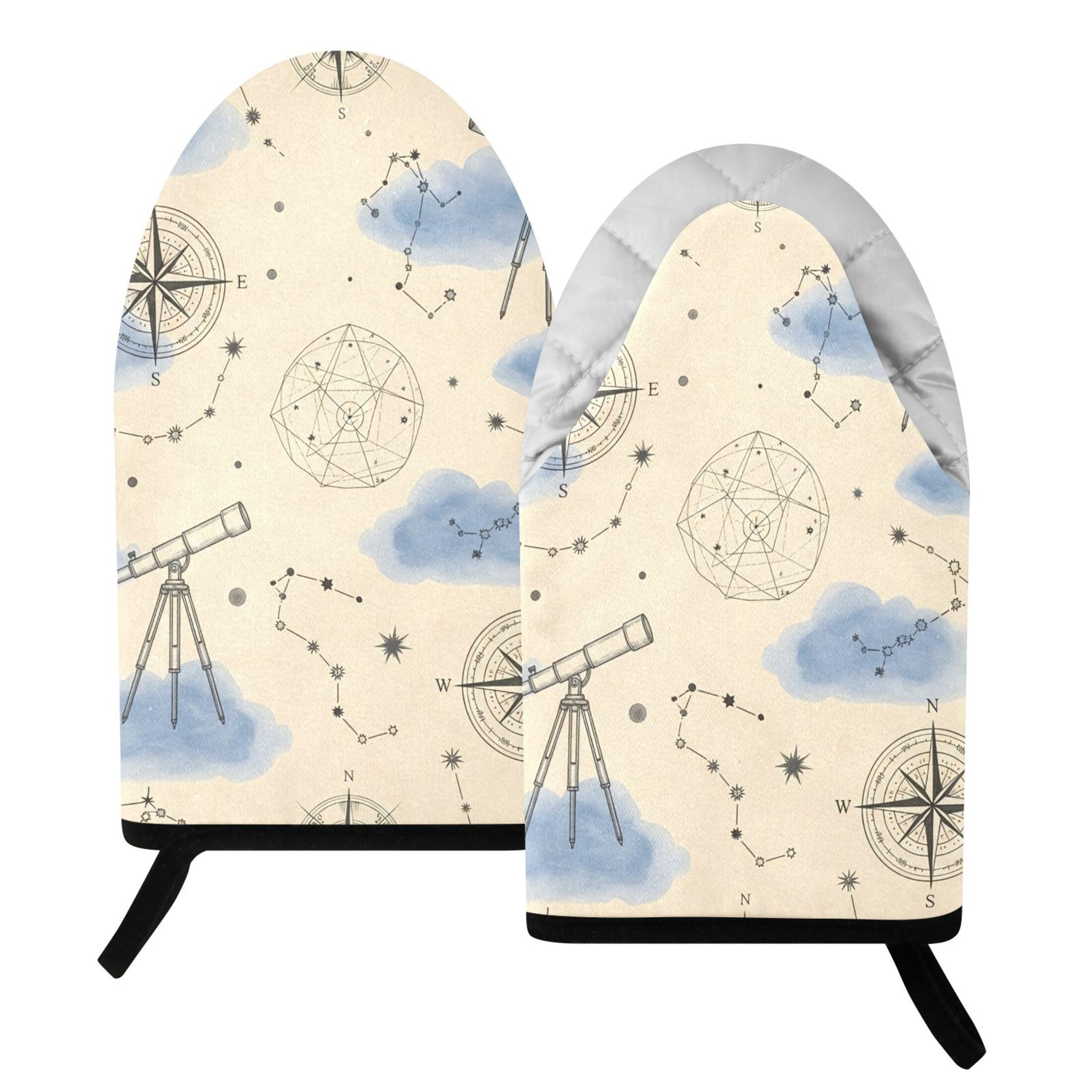 Kutsu Telescope Oven Mitts for Kitchen, Heat Resistant Cotton Oven Gloves for BBQ Baking Cooking, Breathable Kitchen Essentials, 2 pcs