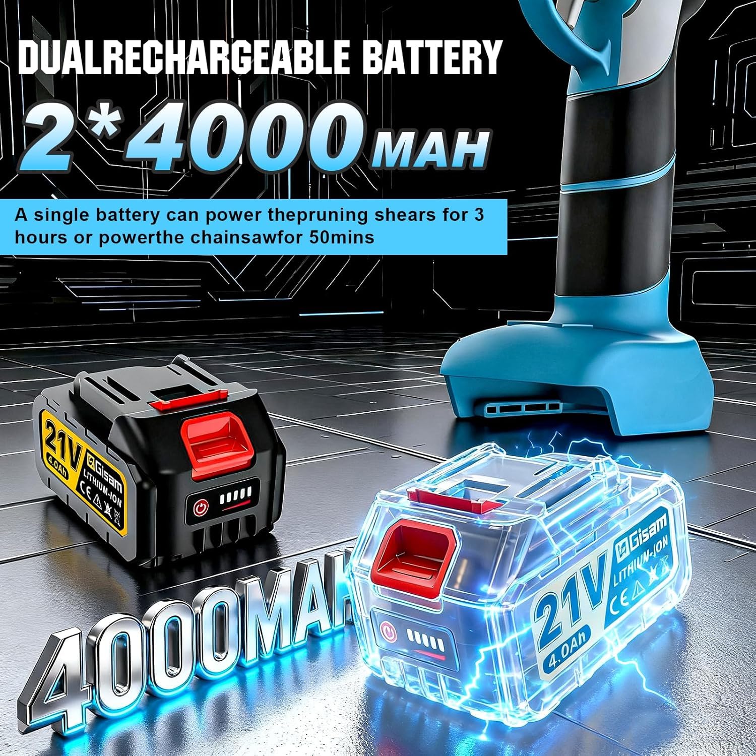 8 Zoll Mini Kettensäge & Akku Elektro Gartenschere 4-in-1 Gartenwerkzeug Set,Mit 2×4.0ah Akku,VerläNgerungsstange Bis 4.2m,BüRstenloser Motor,Elektro Hochentaster AstsäGe FüR Baumzweige,