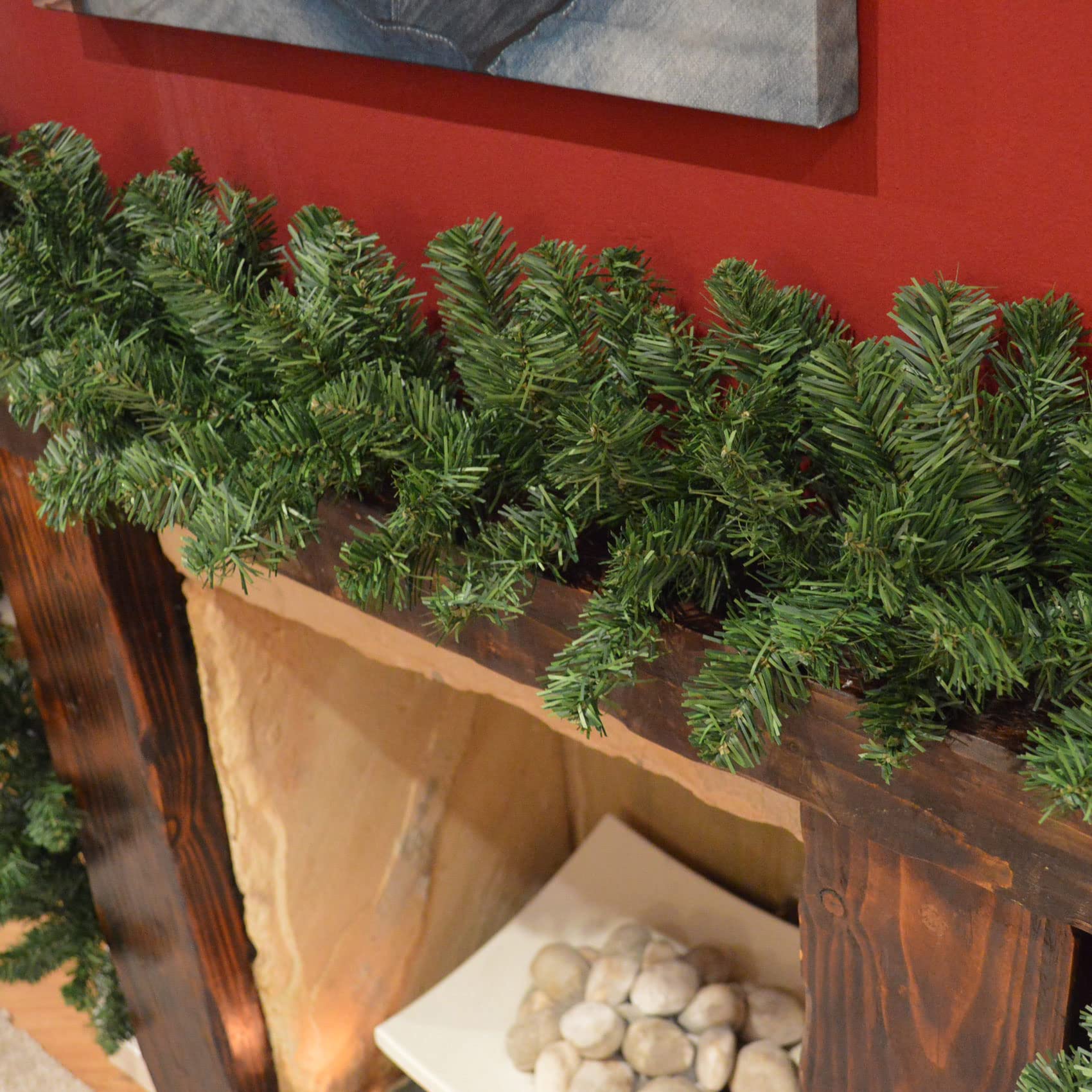 Samuel ALEXANDER 2 Pack 270cm (9ft) x 20cm Imperial Pine Christmas Garland Decoration Plain Green
