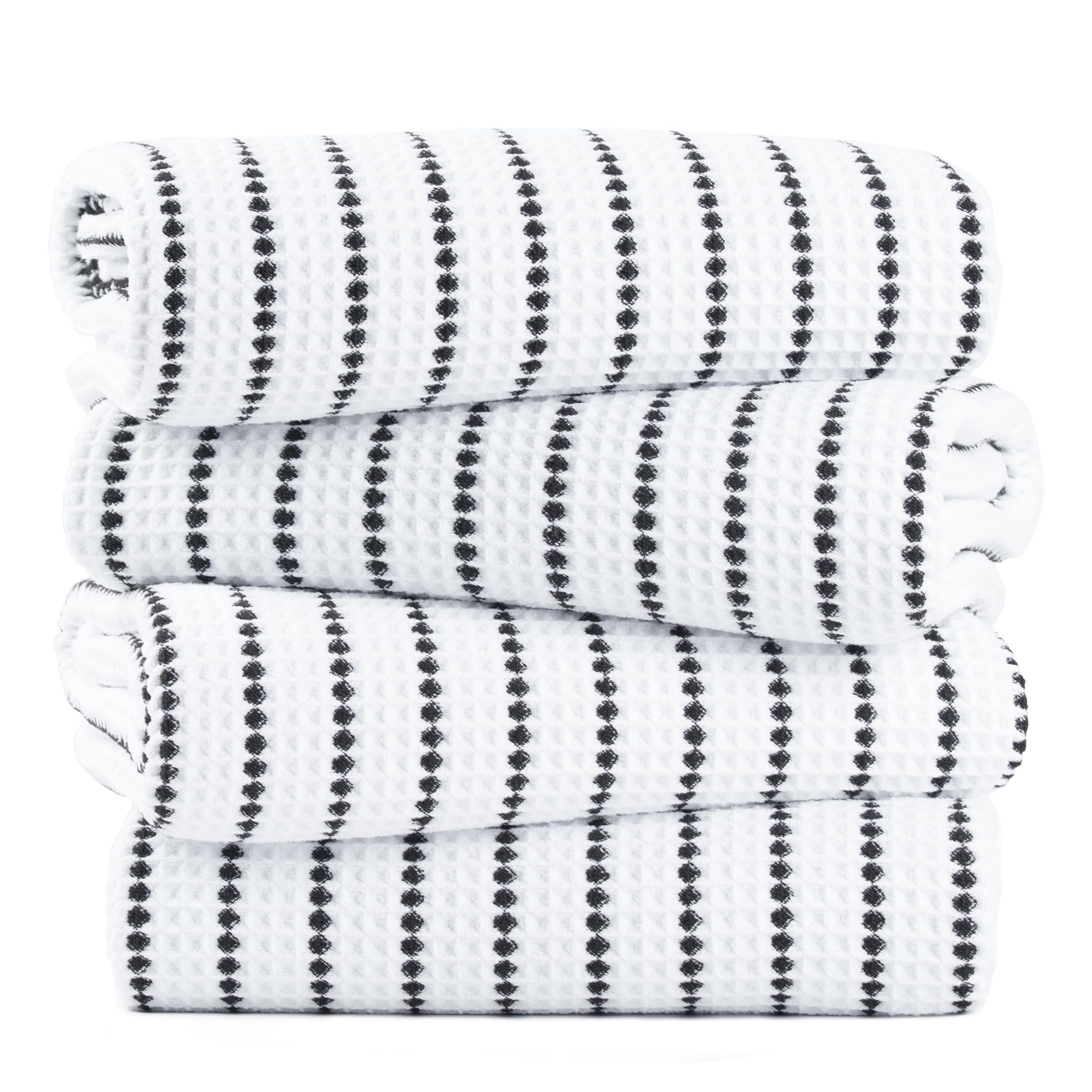 POLYTE 430 gsm Microfibre Oversize Quick Dry Lint Free Bath Towel, 152 x 76 cm, 4 Pack (Waffle Weave)