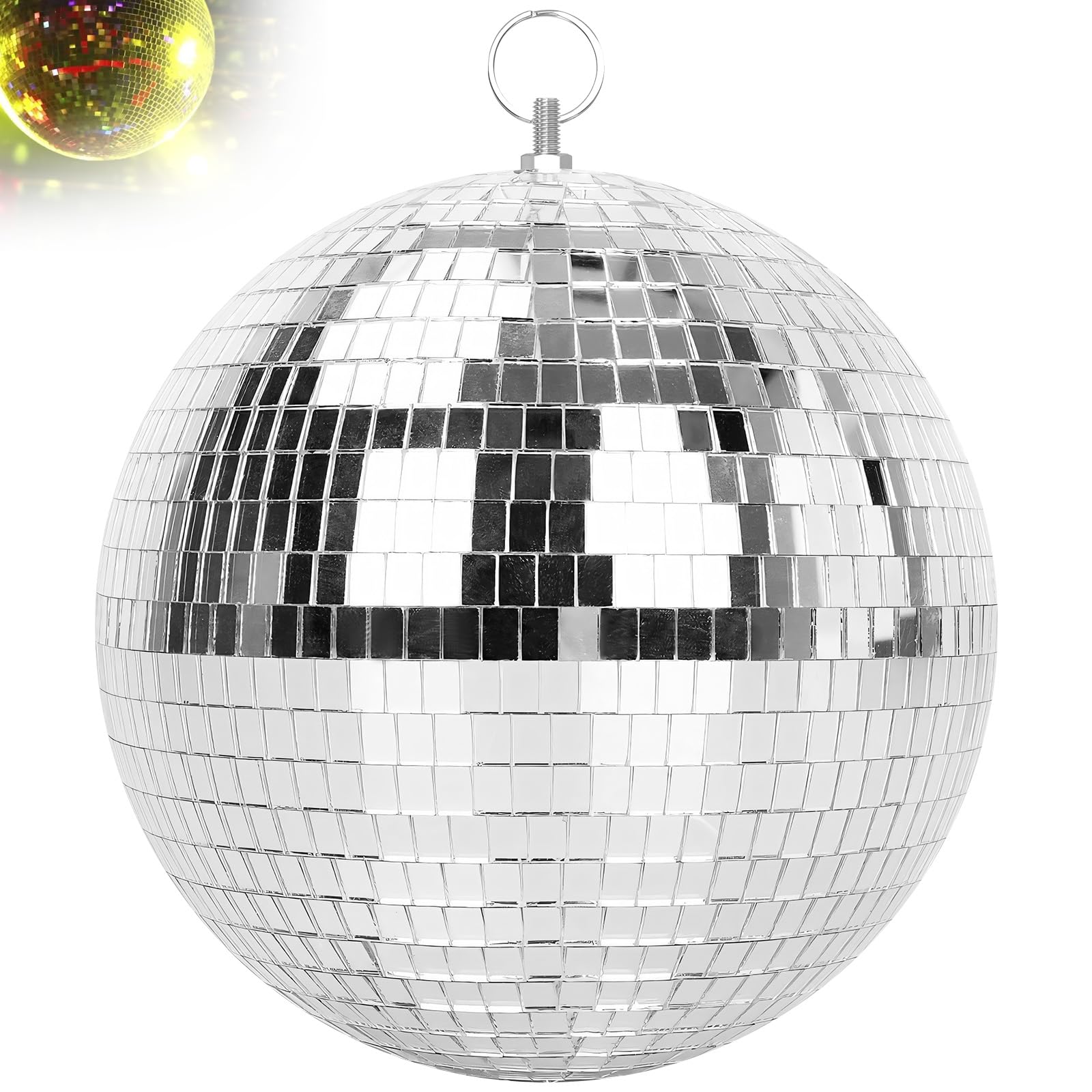 15cm Disco Mirror Ball with Stable Hanging Ring, Multi-Faceted Mirror Silver Glitter Ball for Parties Home Decor & Festival Event Wedding Lighting - Lightweight Easy to Hang Indoor Outdoor Decorations