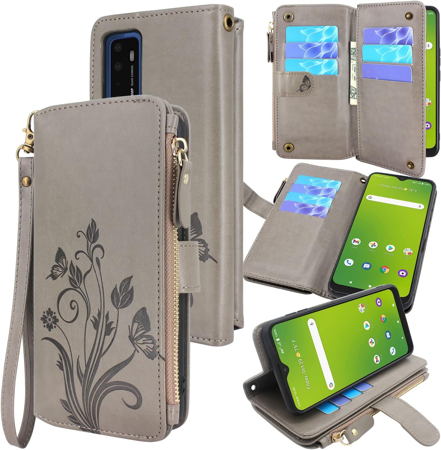 Asuwish Phone Case for Cricket Dream 5G/AT&T Radiant Max 5G Wallet Cover with