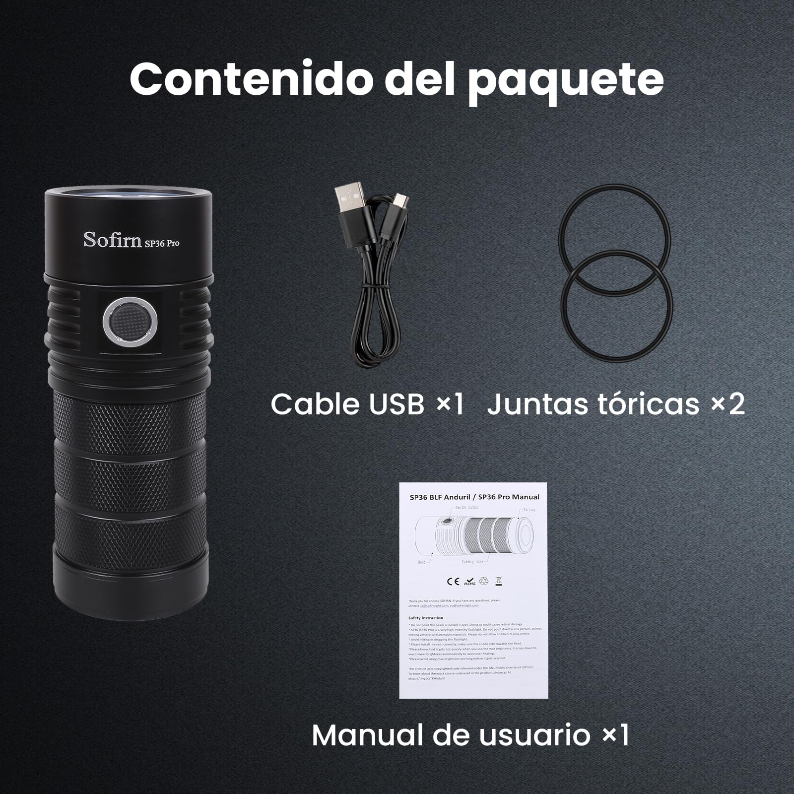 Linternas Led Alta Potencia Sofirn 8000LM, Anduril2 Con Modos Ricos, Linterna Led Recargable Con USB-C, Impermeable IPX8, 4 LED, Adecuada Para Camping, Pesca Y Emergencias