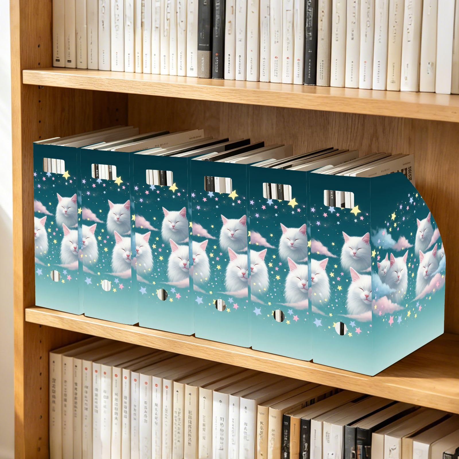Zeitschriftensammler mit aufrechter Aufbewahrung, Motiv: niedliche Katze