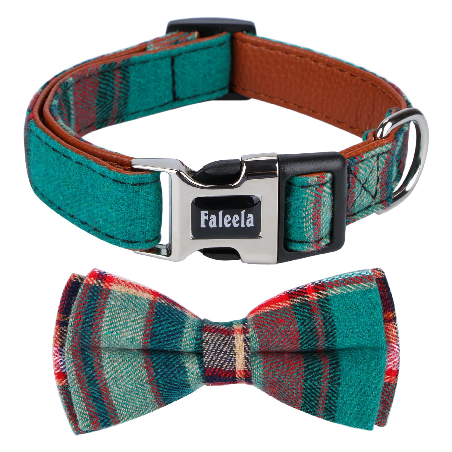 Faleela Cute Soft Girl Christmas Dog Collar with Bow, Bowtie Dog Collar for Boy,Detachable Adjustable Collar for Small Medium Large Pet