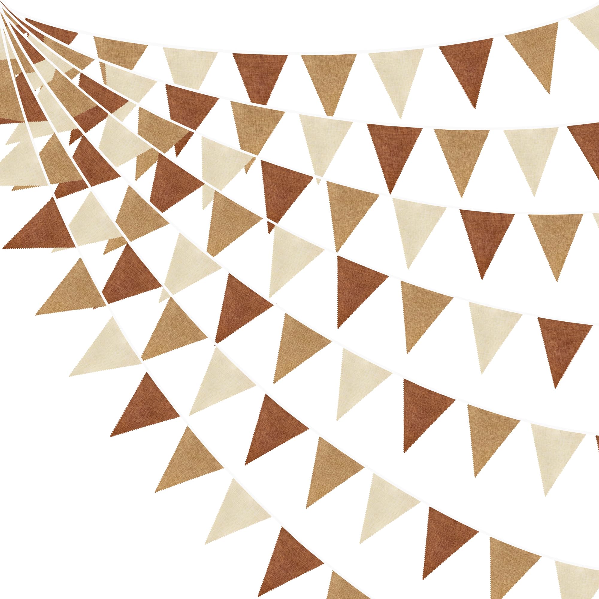 Striscione In Iuta Naturale 10 Metri Con 48 Bandierine Triangolari 18x13 Cm, Vuote Da Personalizzare - Per Matrimoni, Compleanni, Decorazioni Rustiche E Shabby Chic
