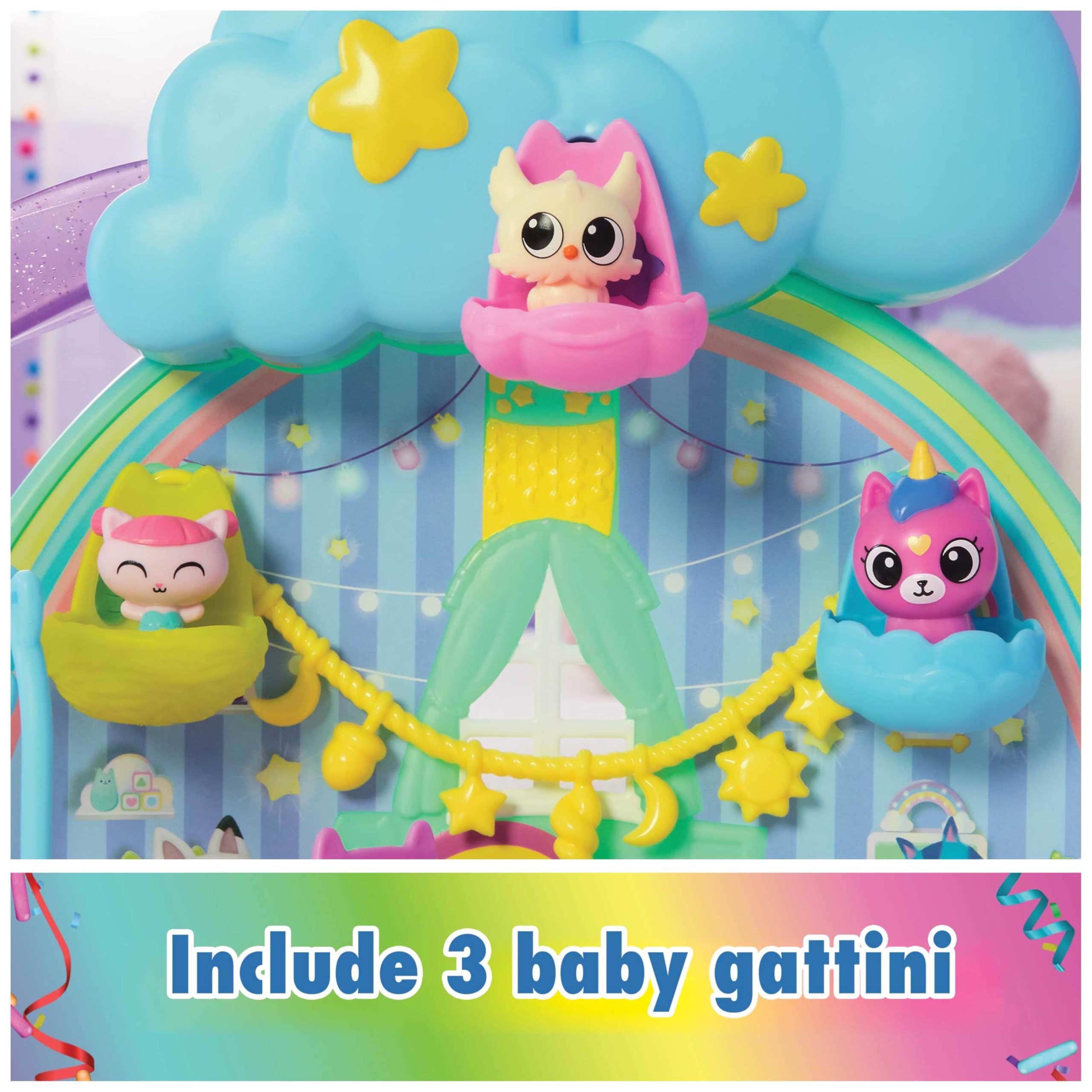 Gabby's Dollhouse, Stanza dei Giochi dell'Asilo Gatto-Orecchio, Set di Gioco da 17 Pezzi con 4 Personaggi e Mobili per la Casa delle Bambole, Giocattoli per Bambine e Bambini, 3+ Anni