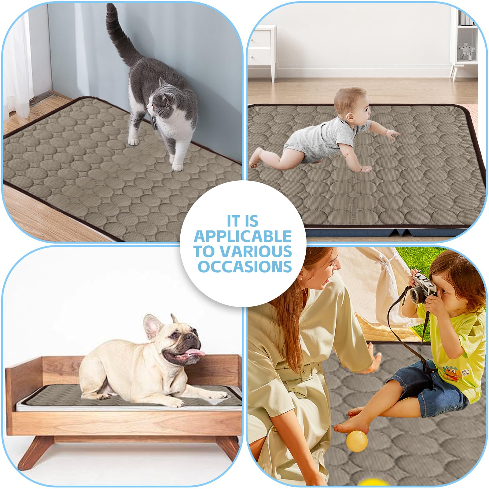 dellyy Kühlmatte Hund, Kühldecke Hund Selbstkühlend Waschbare(Braun, XXL) | Hunde Kühldecke, Kühlung für Katzen, Dog Travel Blanket, Kühlbett für Kaninchen, Haustiere, Innen- und Außenbereich