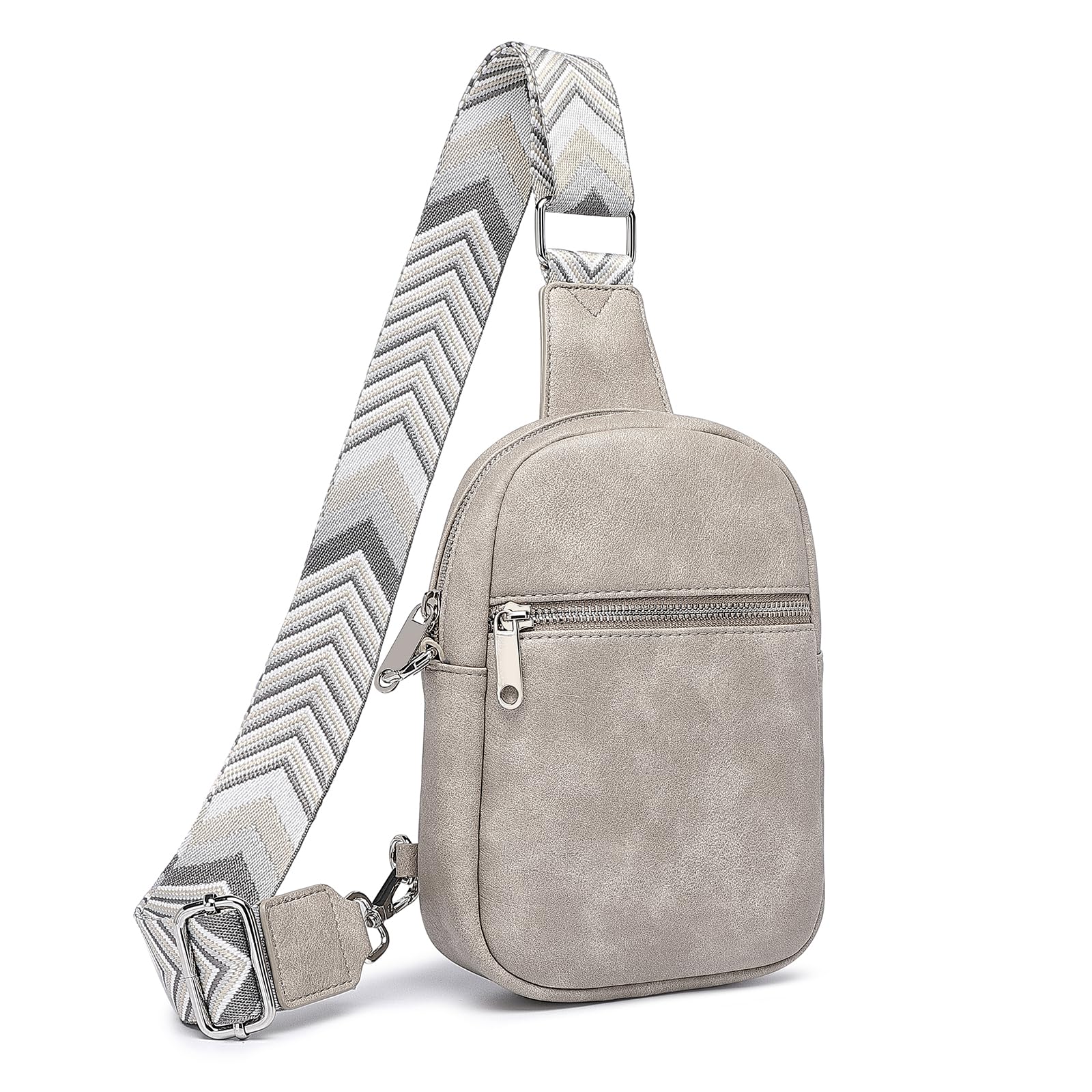 DIOMO Anti Theft Crossbody Bags for Women with Zipper Lock, RFID Small Sling Bag, Vegan Leather Safe Mini Travel Purse (Small-Gray)