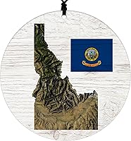 Vista 29 de New York Christmas Ornament - Rustic Design Featuring State Flag and Terrain Map - 2026 Hanging Acrylic Disc Decoration for Tree - Unique and Home