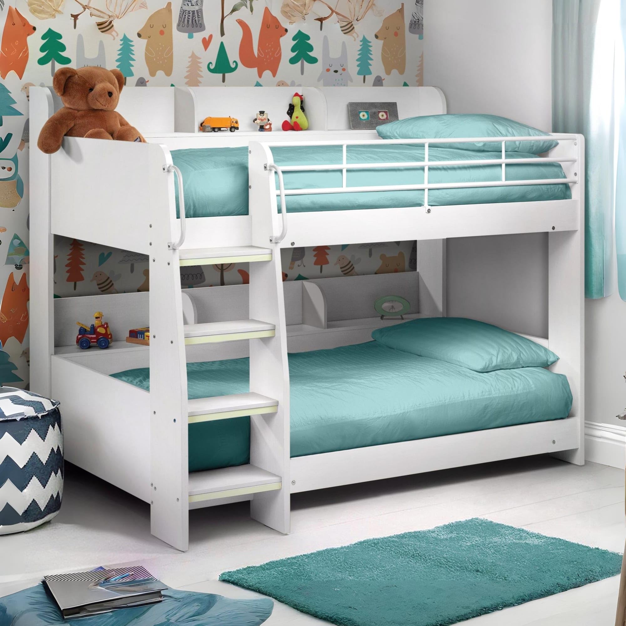 Julian Bowen Domino White Bunk Bed Luminous Ladder Shelving