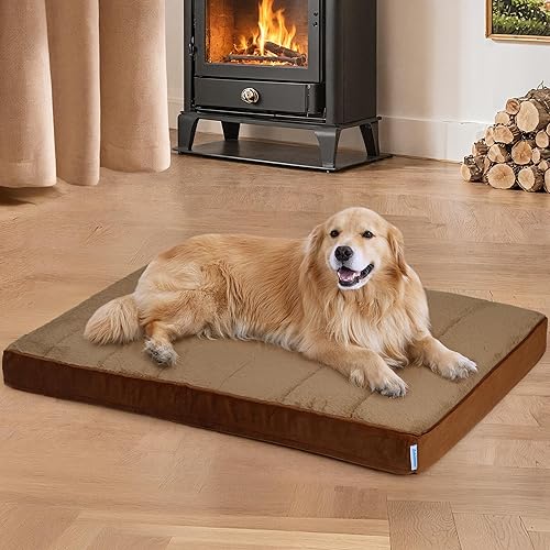 Miniatura 13 de Tapete para jaula para perros grandes, cama para perro de espuma viscoelástica de 35 x 23 pulgadas, lavable y antideslizante, almohadilla ultrasuave