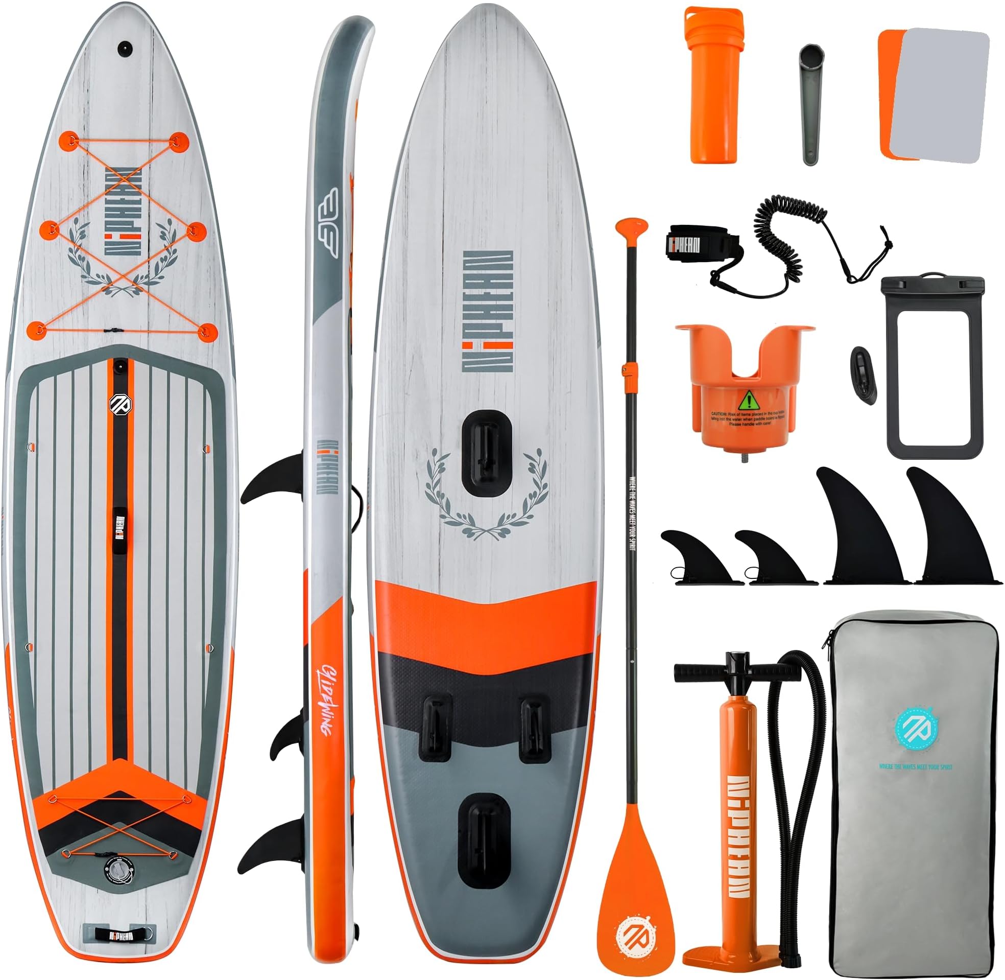 Niphean (Extra Large) Inflatable Paddle Board, SUP for 2+1 People/Family 500lbs Capacity Stand Up Paddle Board with SUP Accessories, StabilTrac Fin Non-Slip Paddleboard for Adults(Beginner Friendly)
