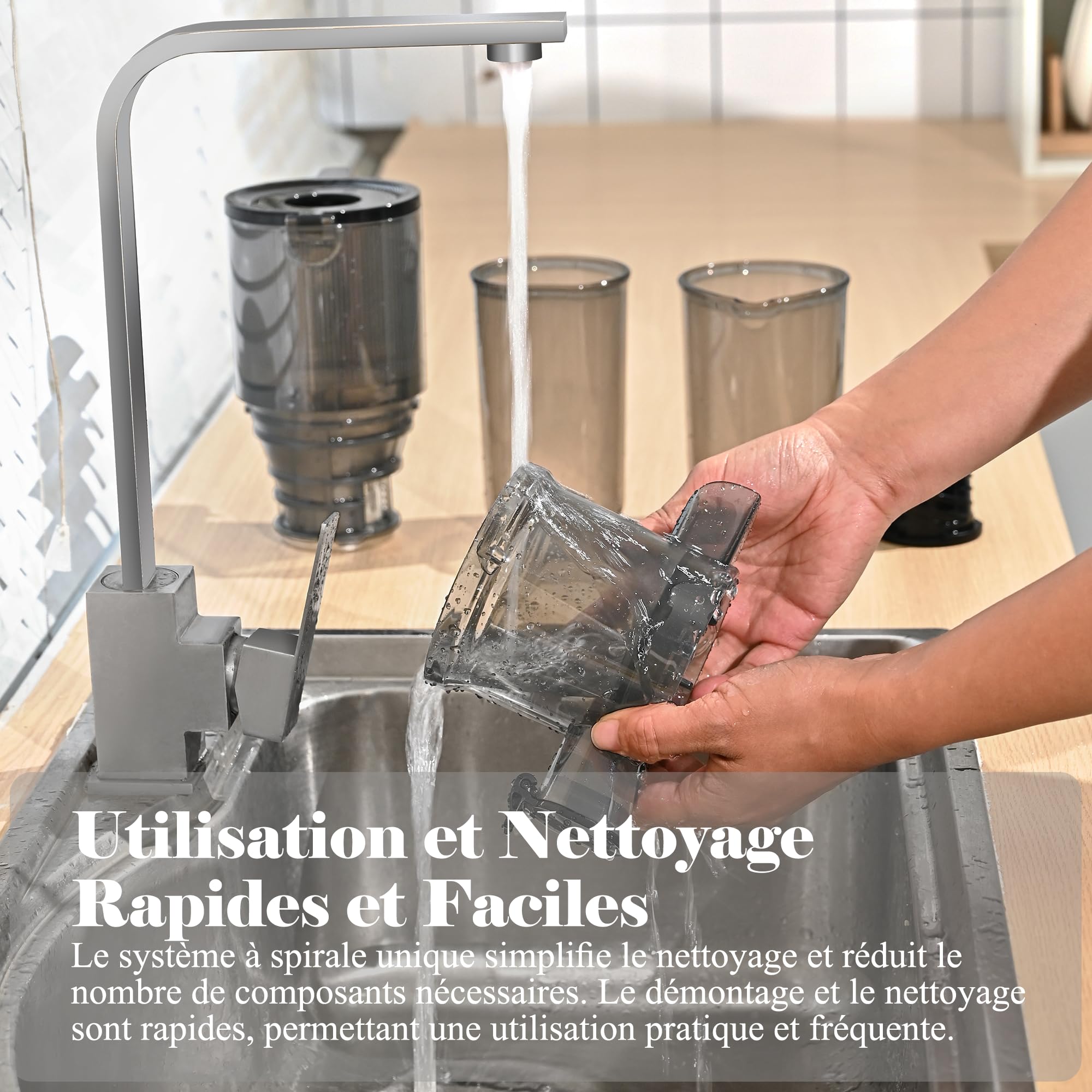 Extracteur de Jus Fretta, Slow Juicer Grande Ouverture 108mm, 1L Capacité, Pression à Froid, Sans BPA, 200W (Noir Satiné)