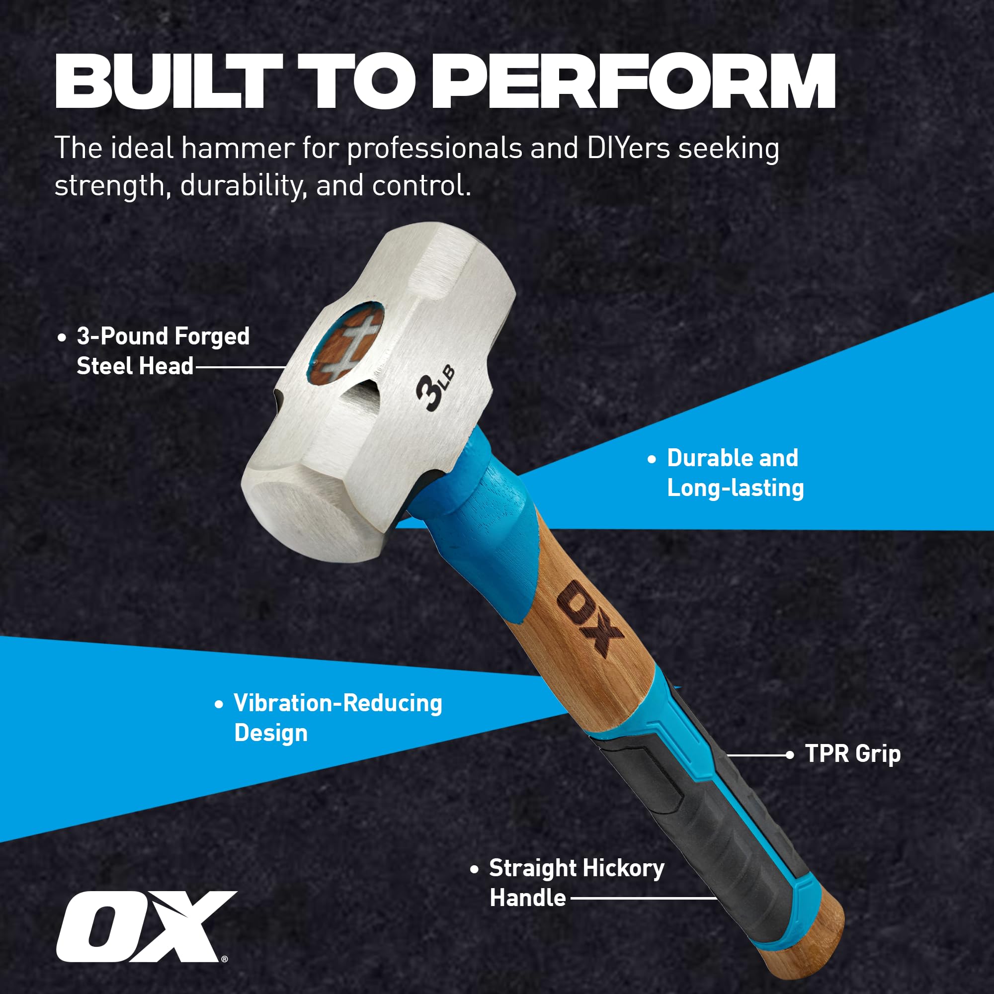 OX Pro 3 lb Mini Sledge Hammer with American Hickory Handle